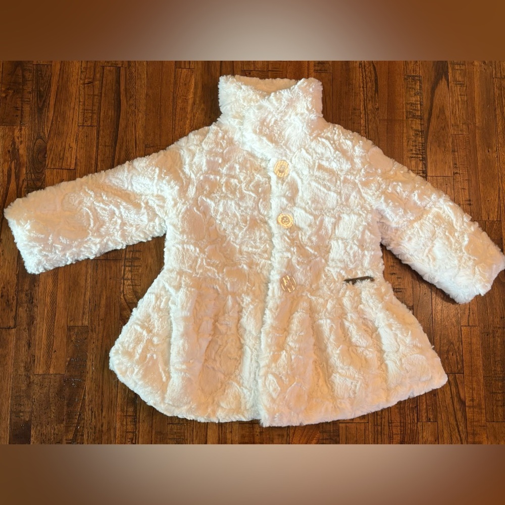 CALVIN KLEIN Girls Faux Fur Coat Jacket Size 24 months